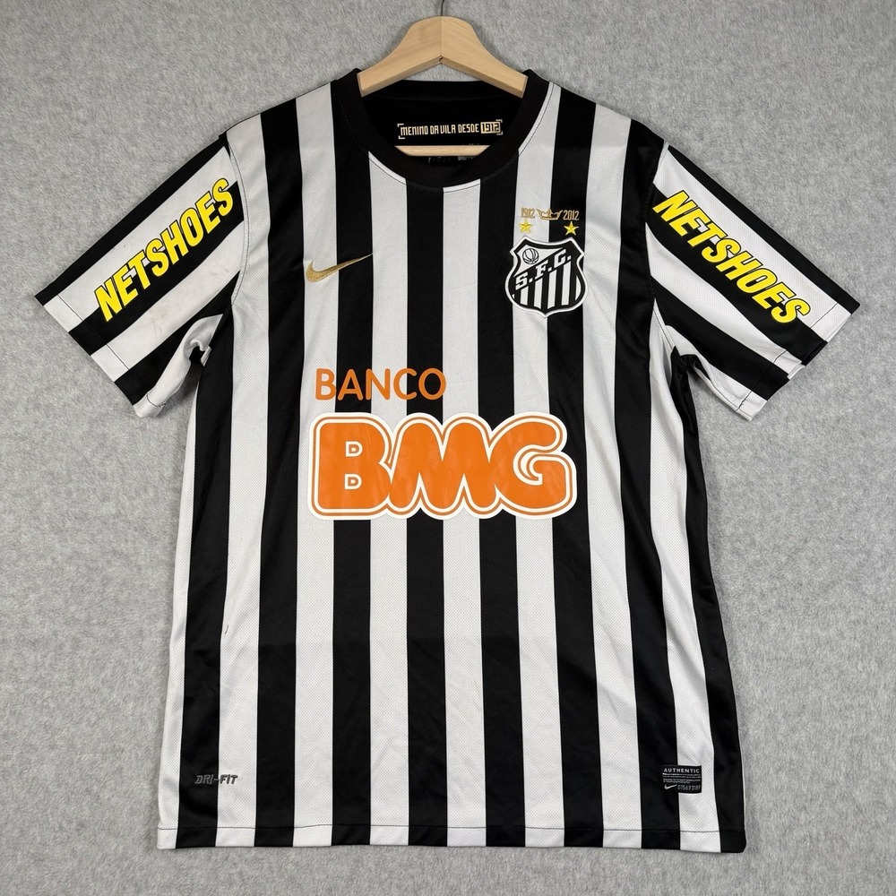 Nike Dri-FIT Santos Neymar Jr #11 Black/White Striped Soccer Jersey Size Medium